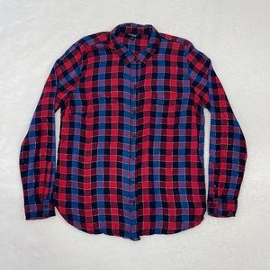 Lucky Brand Womens Tinsel Plaid Shirt sz Large